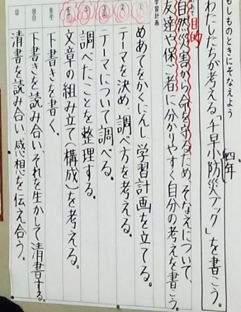 教材名：もしものときにそなえよう 「書くこと」に親しむための工夫